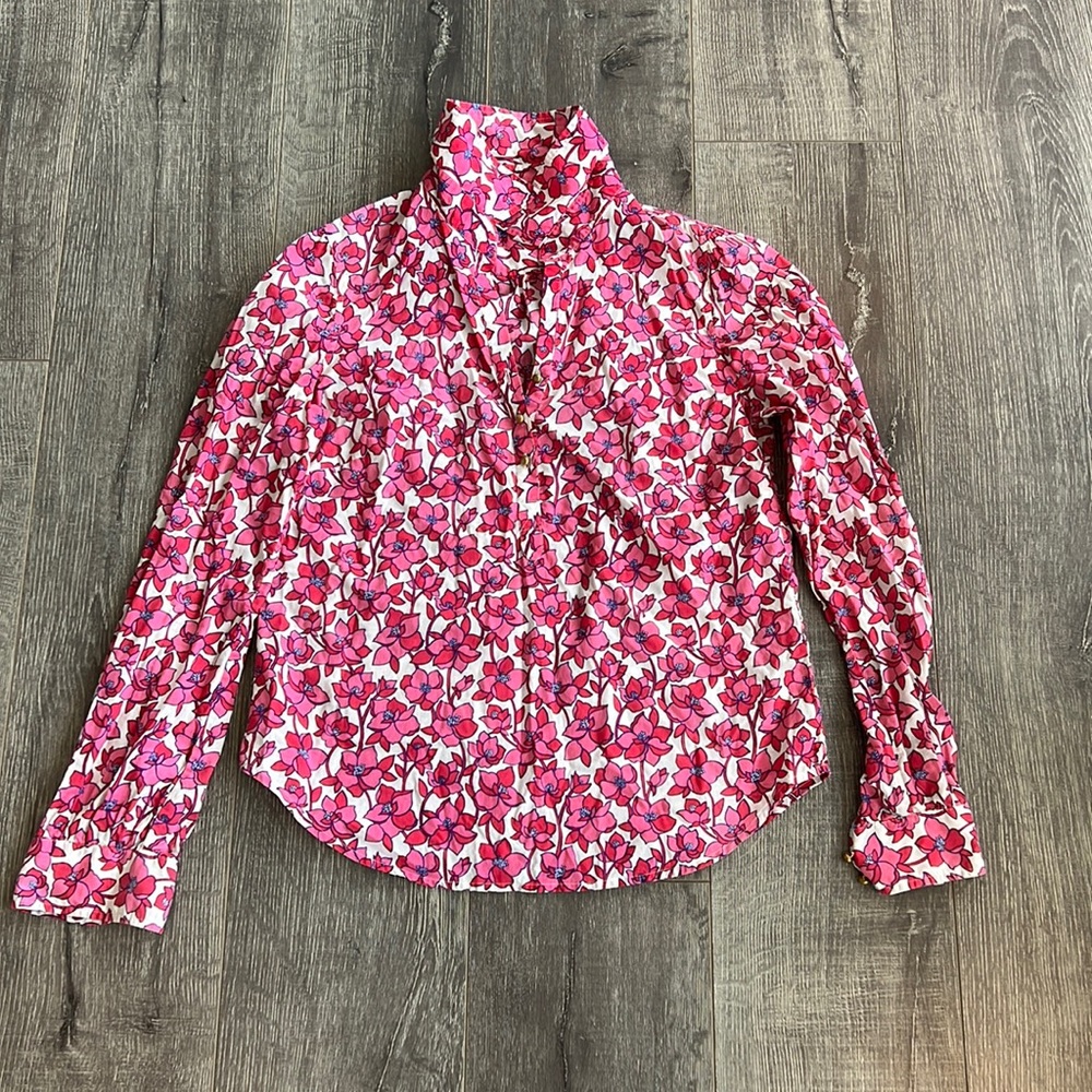 Lilly Pulitzer Pink Cotton Flower Blouse size 8